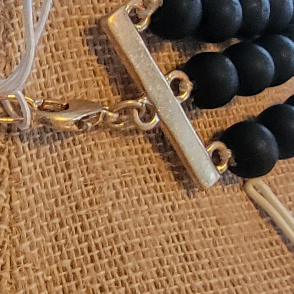 Meghan Browne Style Ethan Black 3 Strand Layered Beaded Necklace - Picture 6 of 9